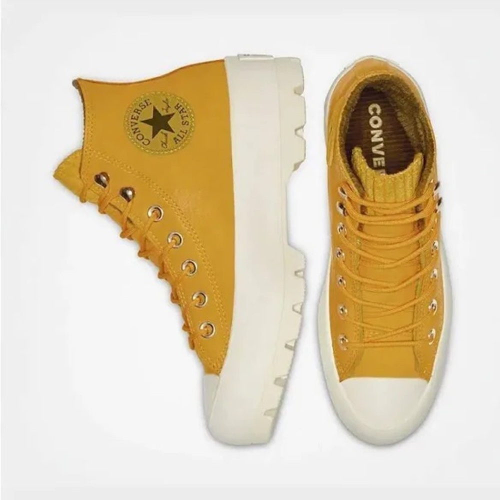 CONVERSE Chuck Taylor All Star Lugged Winter Hi Gold Dart White Gore-tex Size 7